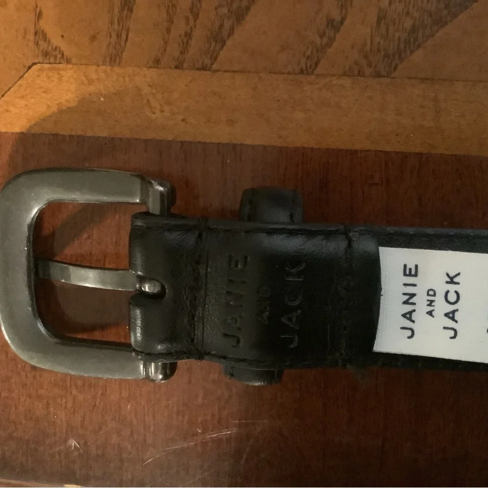 Janie and Jack black leather belt boys size 6-8 EUC